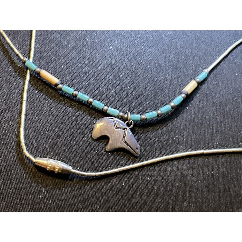 14in 925 Liquid Silver Turquoise Native Bear Barrel Clasp